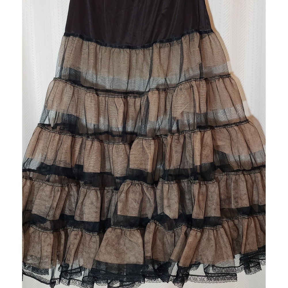 Vintage Fantasy Lingerie S Tiered Underskirt Black, Pink Tulle Unlined Petticoat